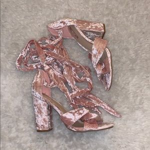 NEW Velvet Tie Up Heel Pink
